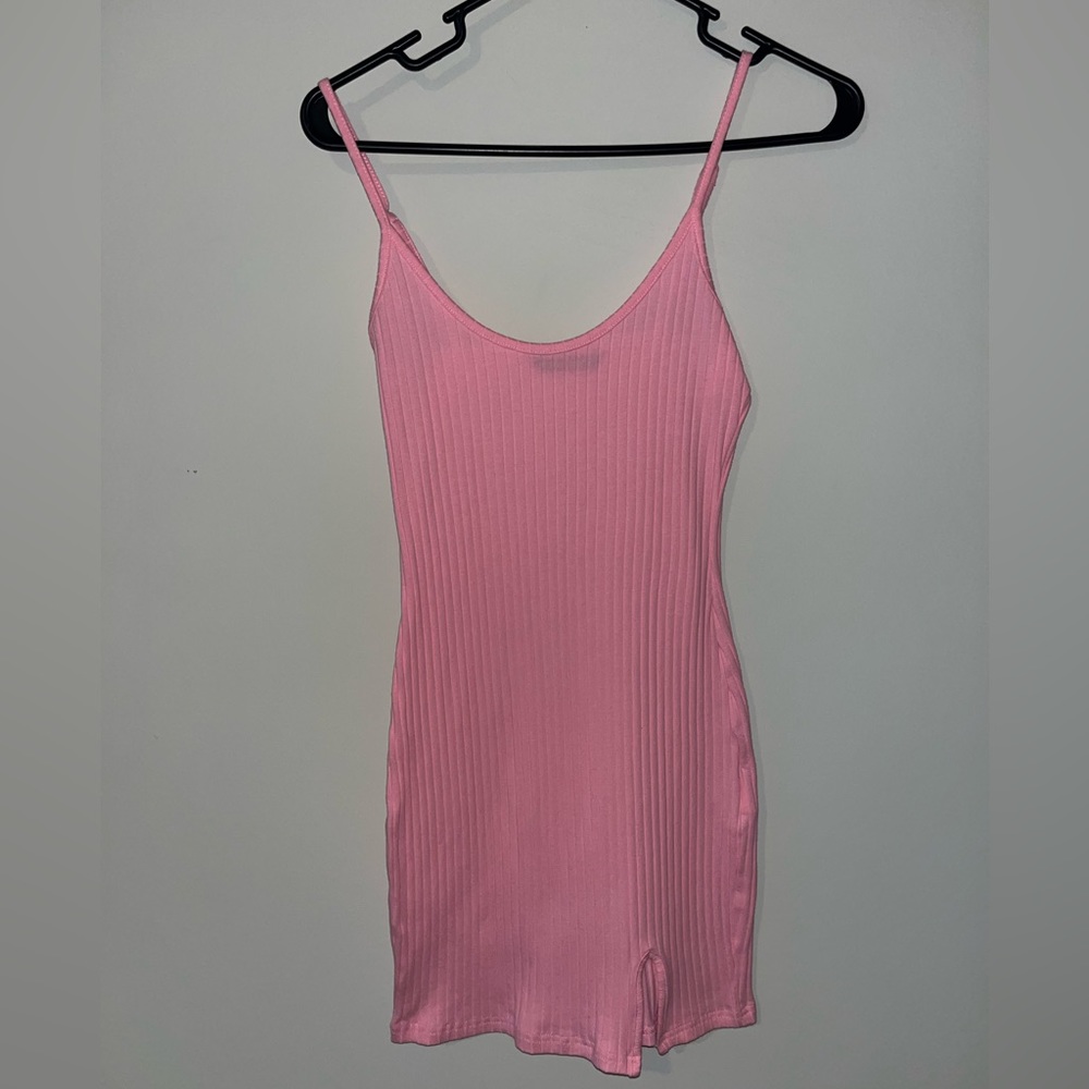 Pink spaghetti strap mini dress